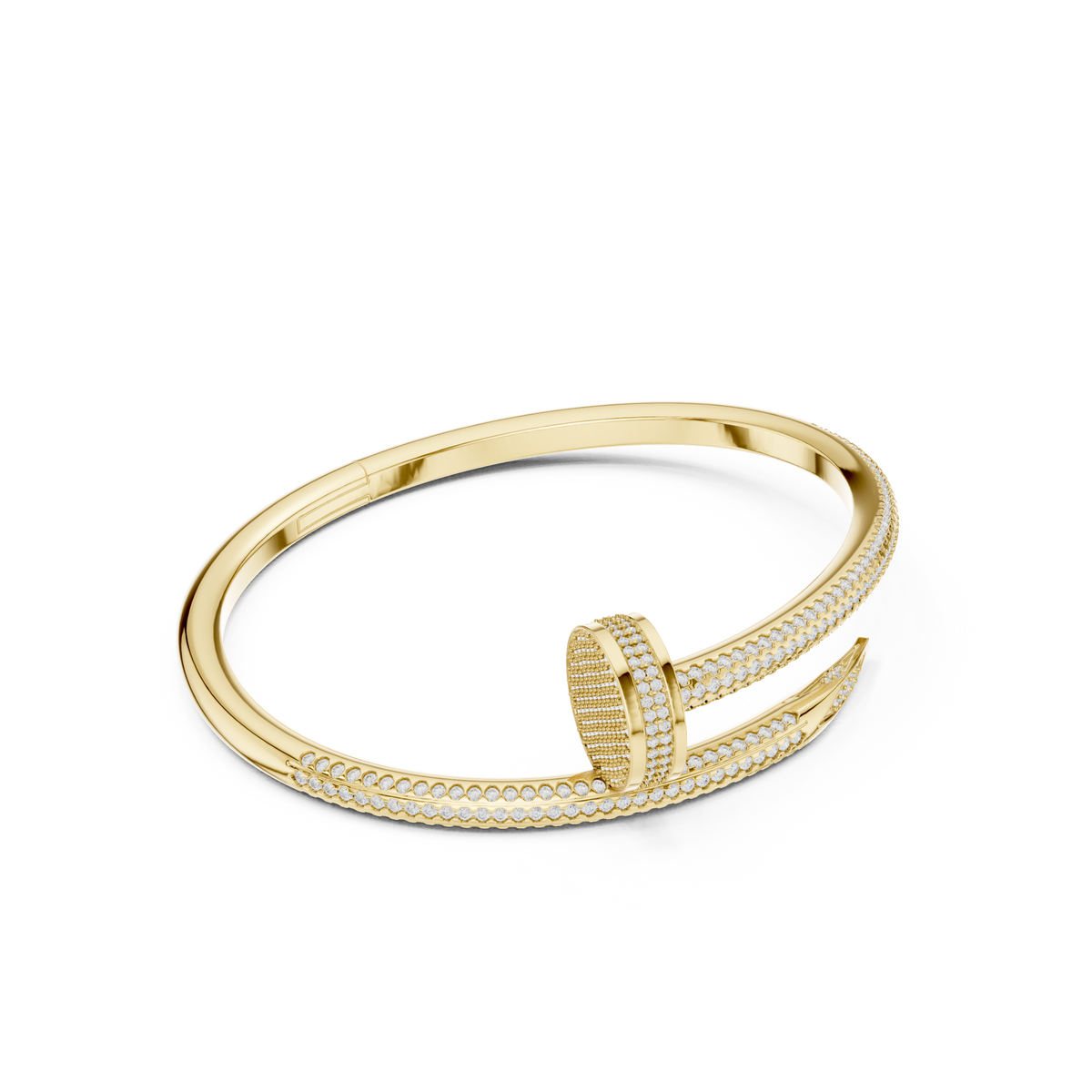 Diamond Nail Wrap Bangle Yellow Gold