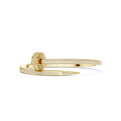 Diamond Nail Wrap Bangle Yellow Gold
