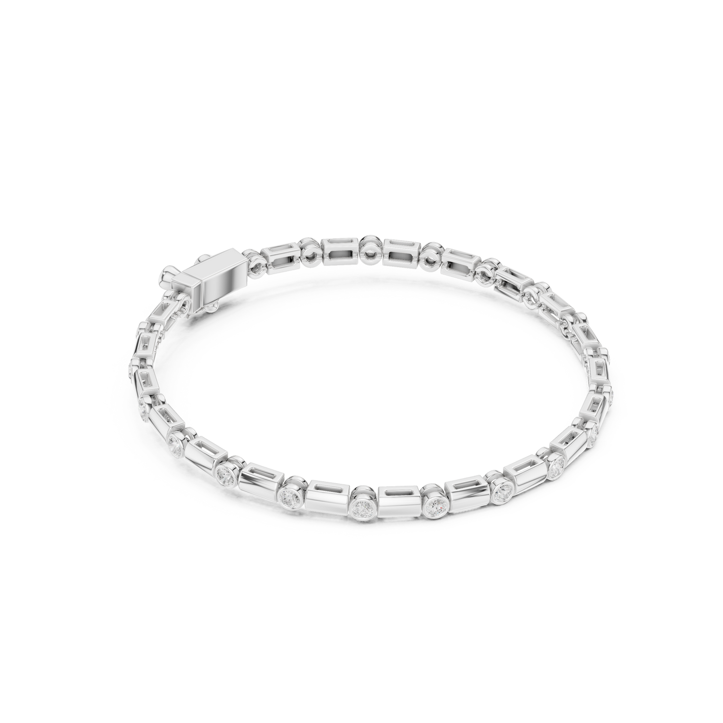 Diamond Dots Link Bracelet White Gold