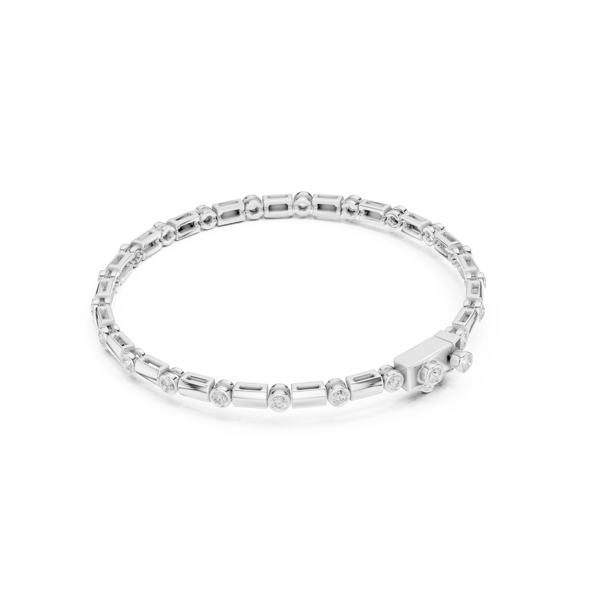 Diamond Dots Link Bracelet White Gold