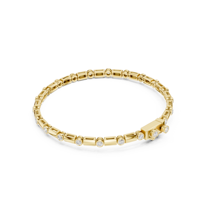Diamond Dots Link Bracelet Yellow Gold