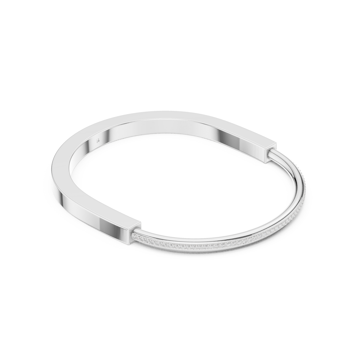 Sleek Diamond Edge Gold Bangle White Gold