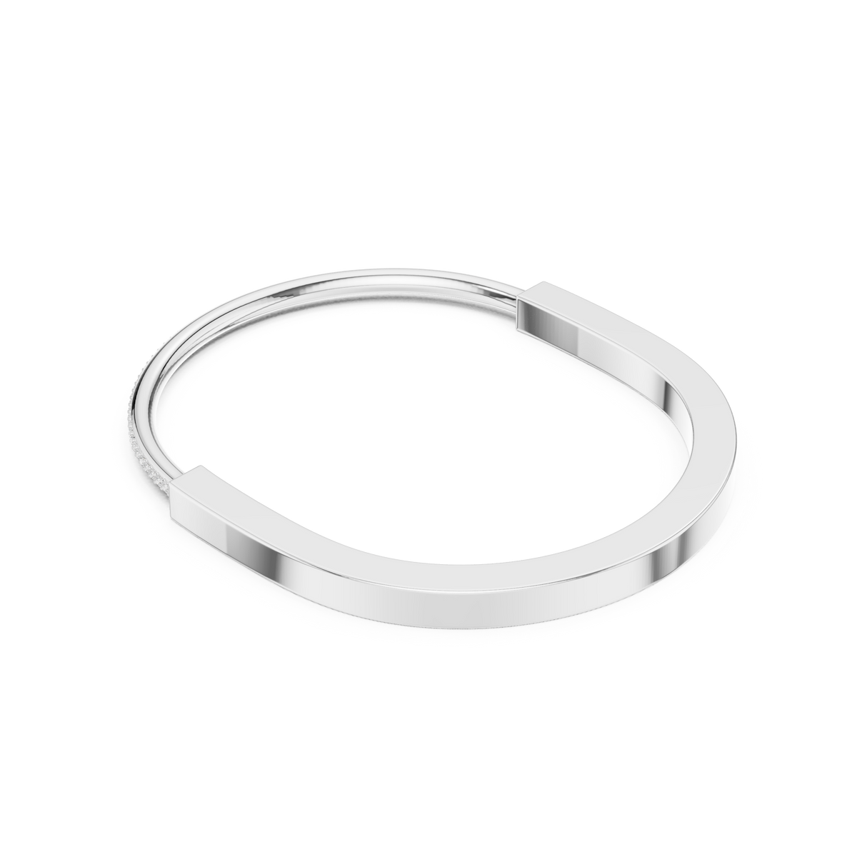 Sleek Diamond Edge Gold Bangle White Gold
