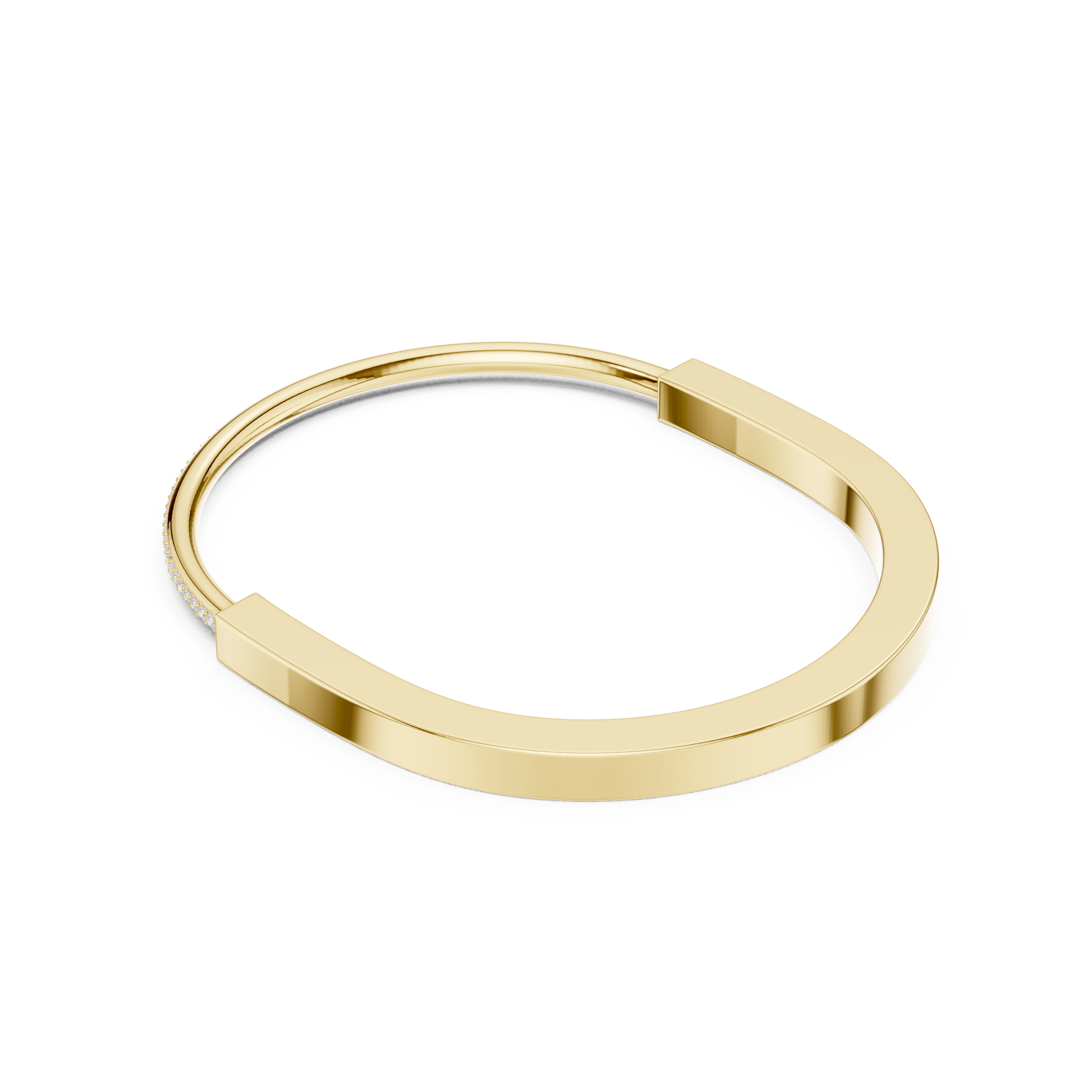 Sleek Diamond Edge Gold Bangle Yellow Gold