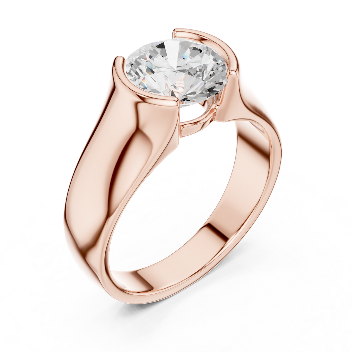 The Modern Semi-Bezel Round Solitaire Ring
