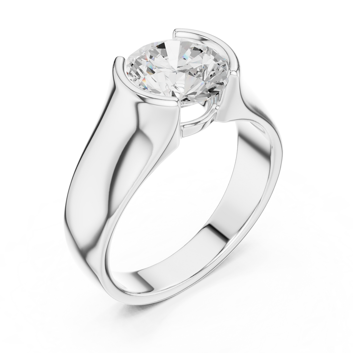 The Modern Semi-Bezel Round Solitaire Ring