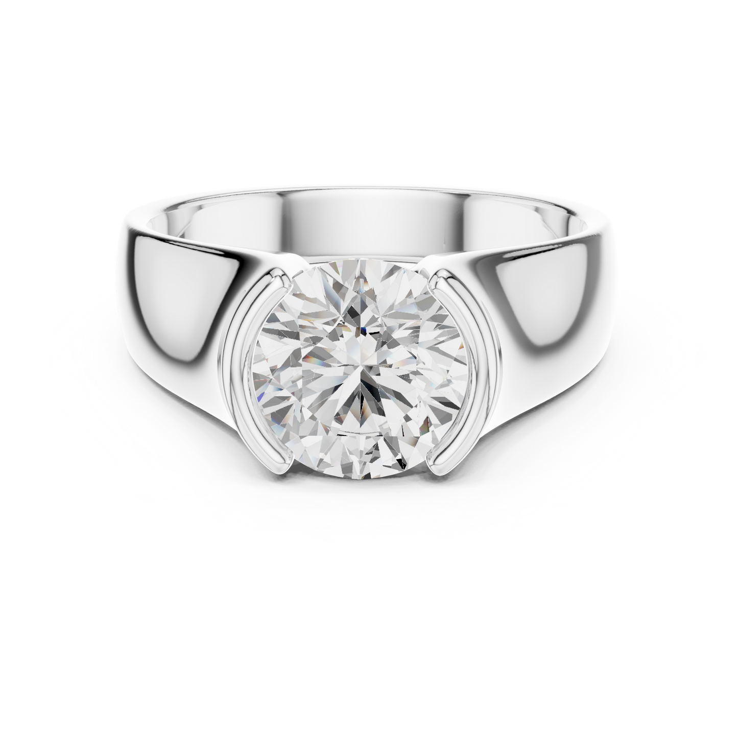 The Modern Semi-Bezel Round Solitaire Ring