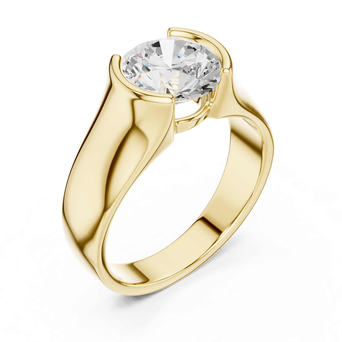 The Modern Semi-Bezel Round Solitaire Ring