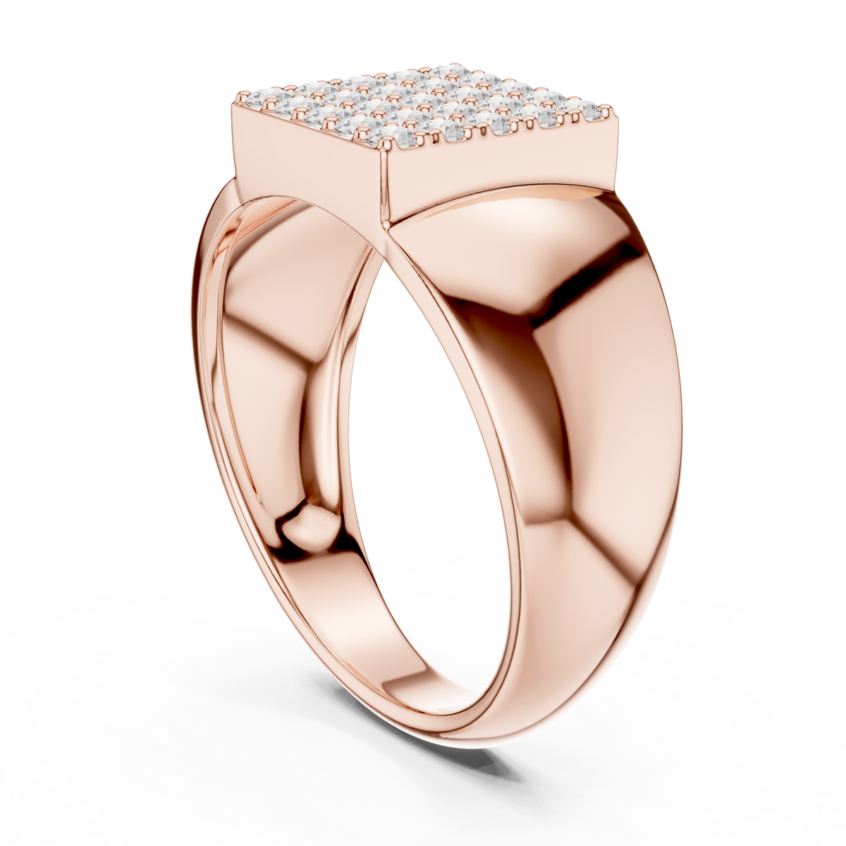 The Square Pave Diamond Signet Ring