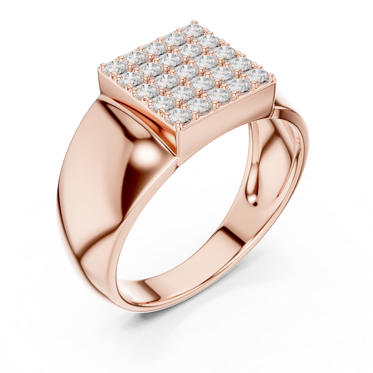 The Square Pave Diamond Signet Ring