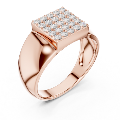 The Square Pave Diamond Signet Ring