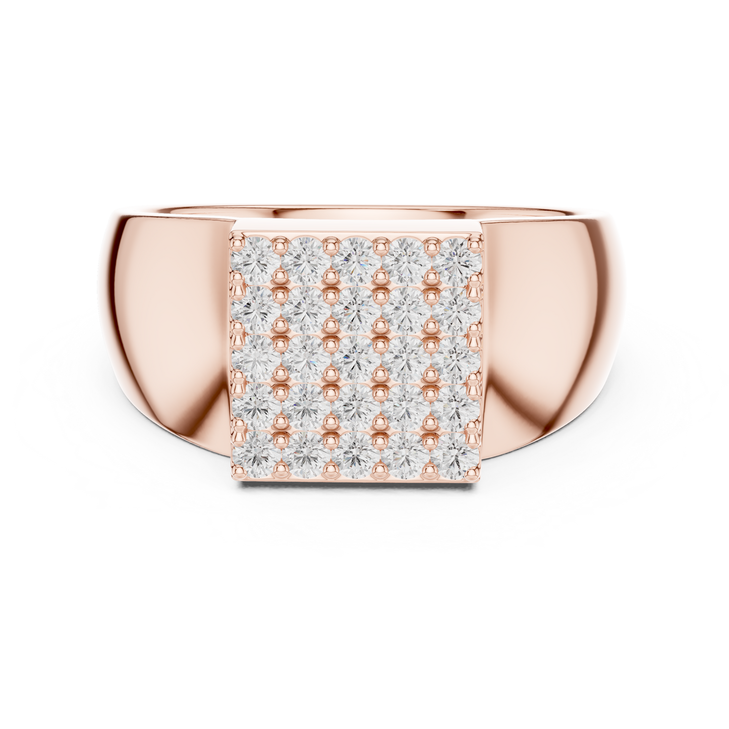 The Square Pave Diamond Signet Ring