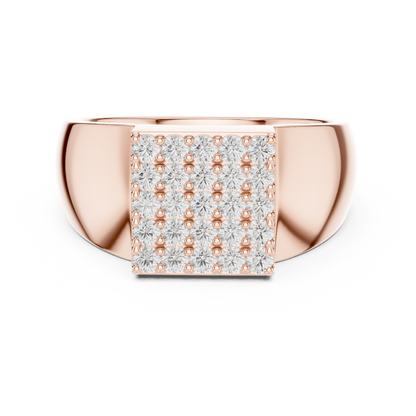 The Square Pave Diamond Signet Ring