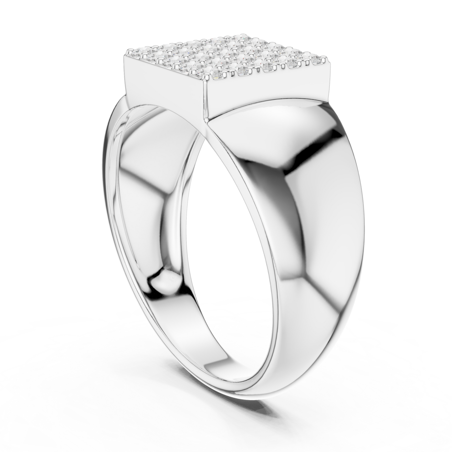 The Square Pave Diamond Signet Ring