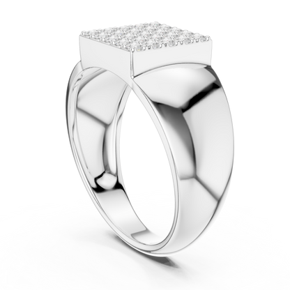 The Square Pave Diamond Signet Ring