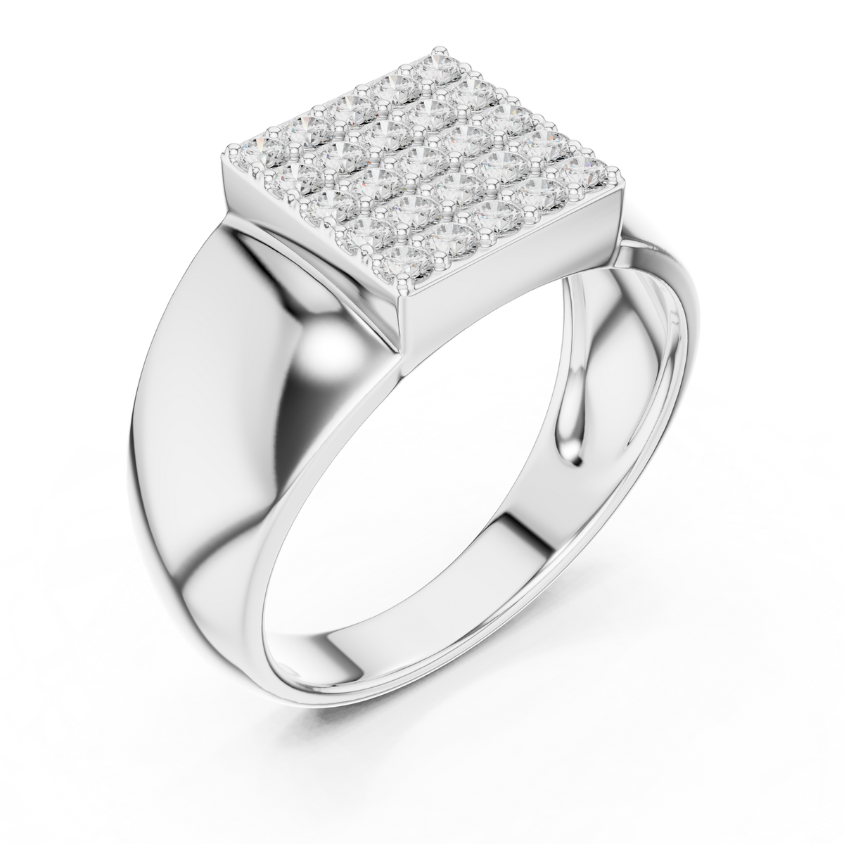 The Square Pave Diamond Signet Ring