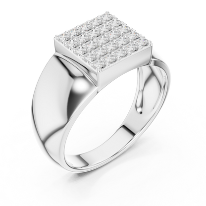 The Square Pave Diamond Signet Ring