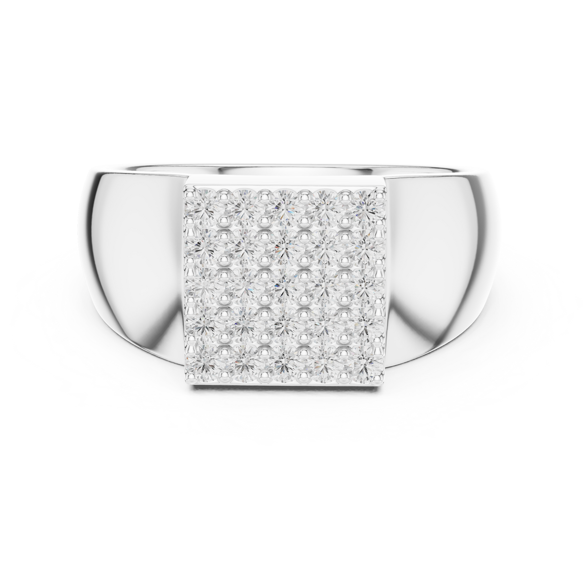 The Square Pave Diamond Signet Ring