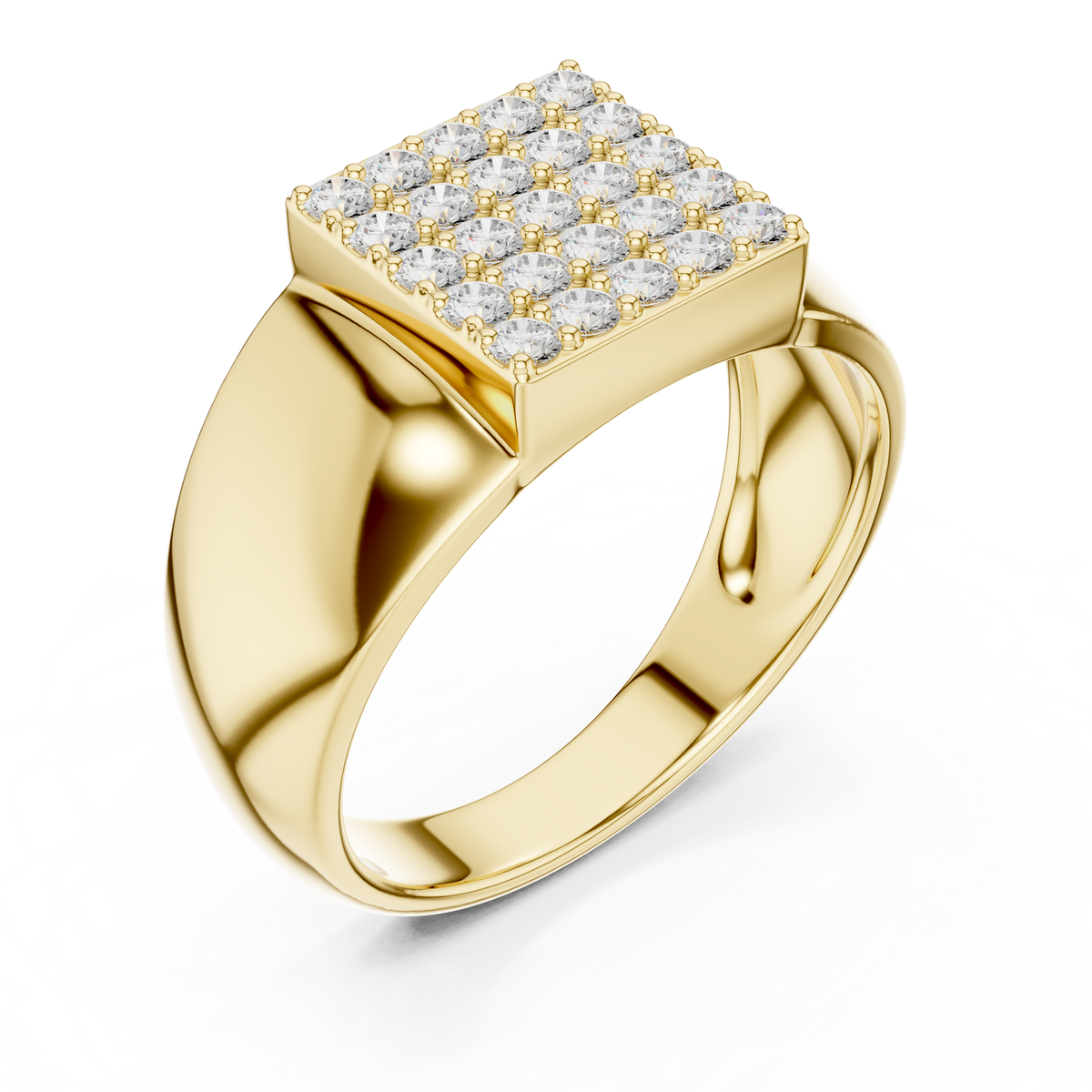 The Square Pave Diamond Signet Ring