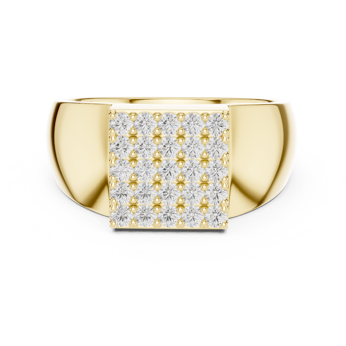 The Square Pave Diamond Signet Ring