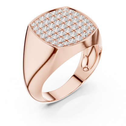 The Diamond Pave Cushion Signet Ring