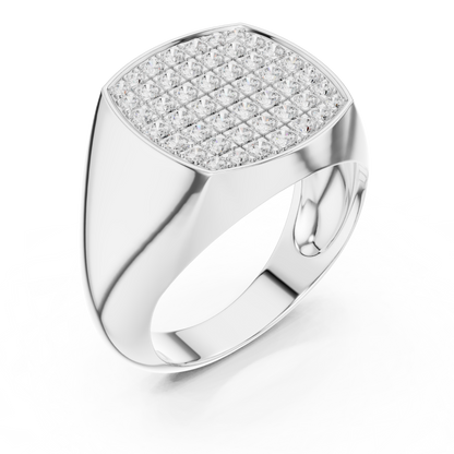 The Diamond Pave Cushion Signet Ring