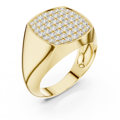 The Diamond Pave Cushion Signet Ring