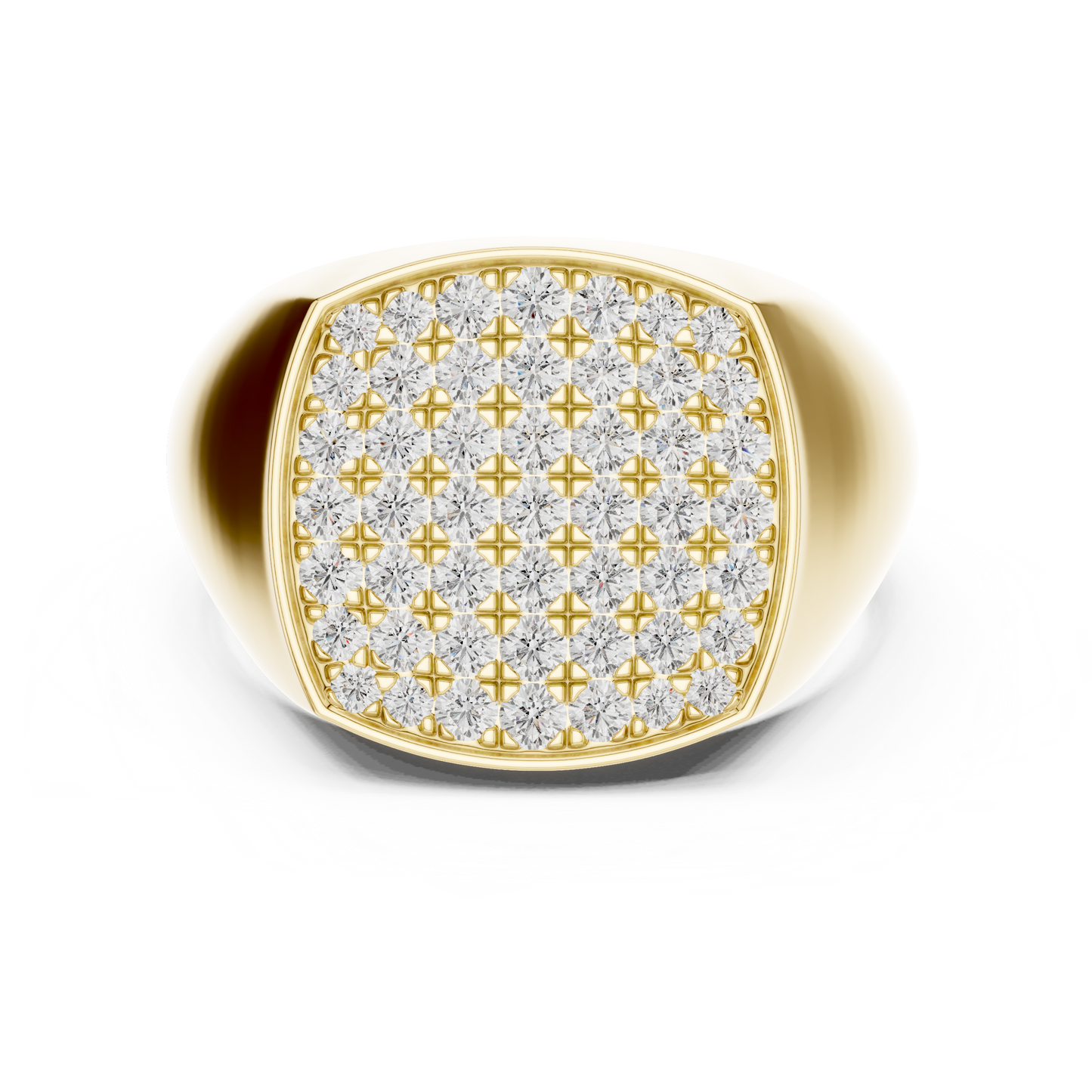 Majestic Pave Cushion Men’s Ring
Yellow Gold 