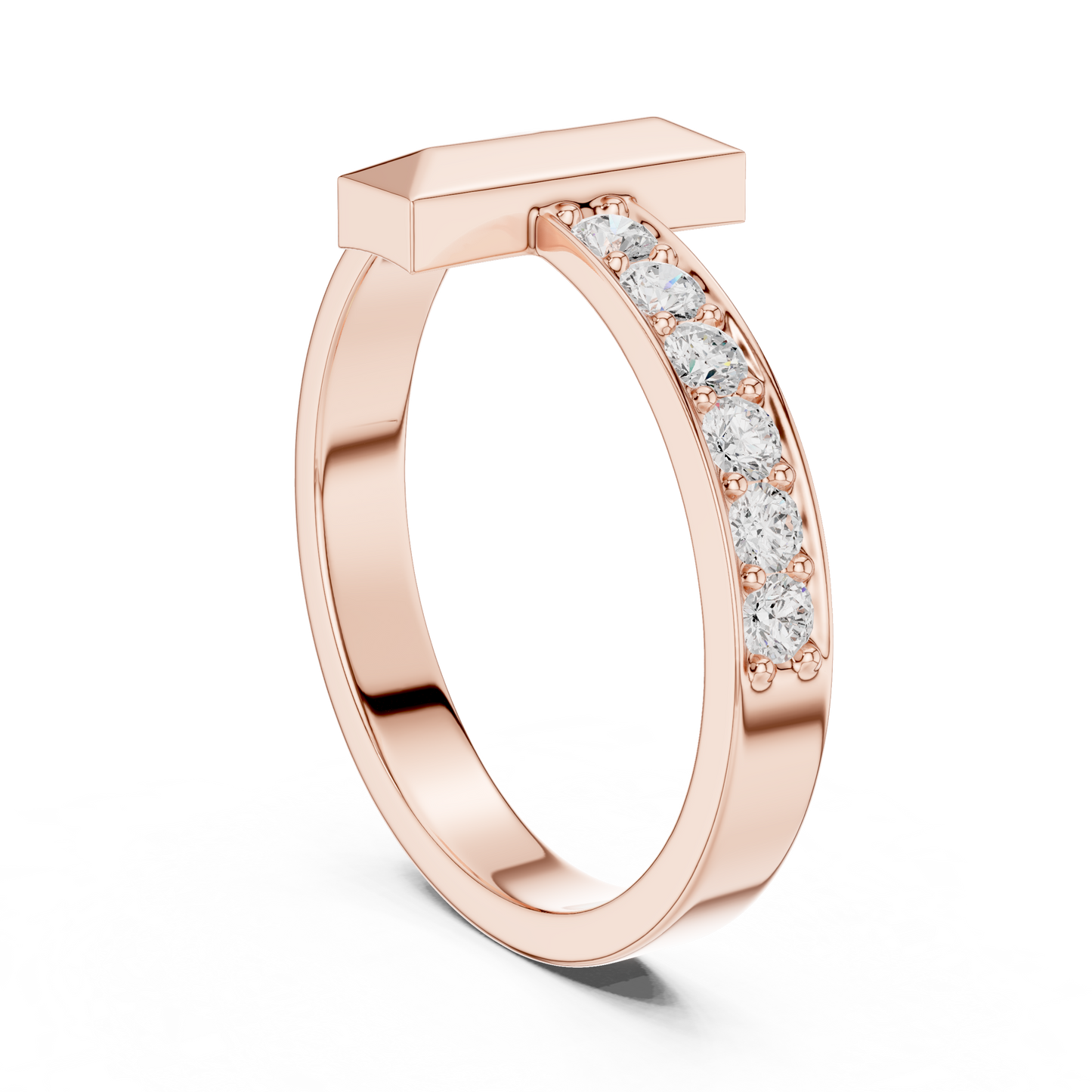 Modern T-Shape Diamond Accent Ring