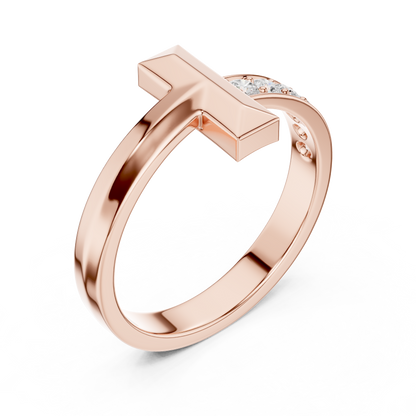 Modern T-Shape Diamond Accent Ring