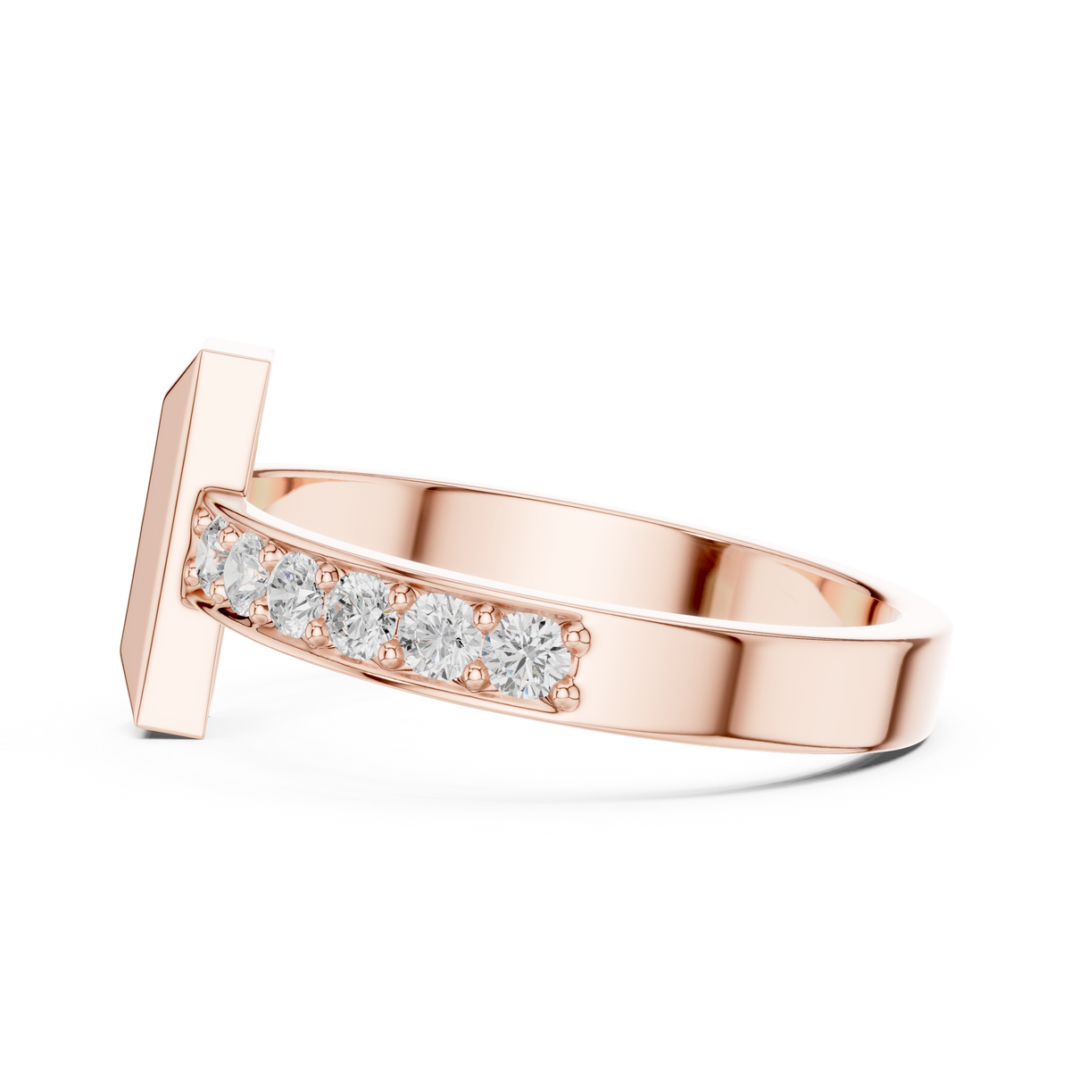 Modern T-Shape Diamond Accent Ring