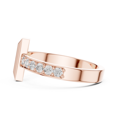 Modern T-Shape Diamond Accent Ring