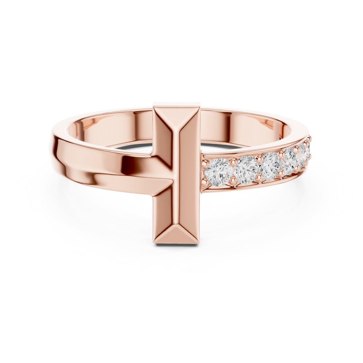 Modern T-Shape Diamond Accent Ring