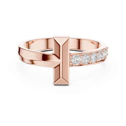 Modern T-Shape Diamond Accent Ring