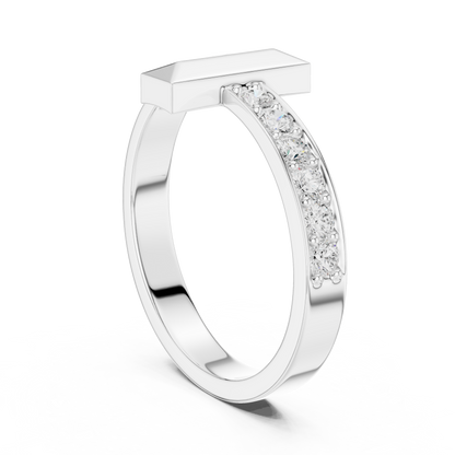 Modern T-Shape Diamond Accent Ring