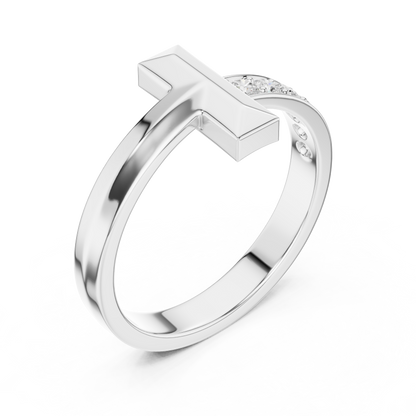 Modern T-Shape Diamond Accent Ring