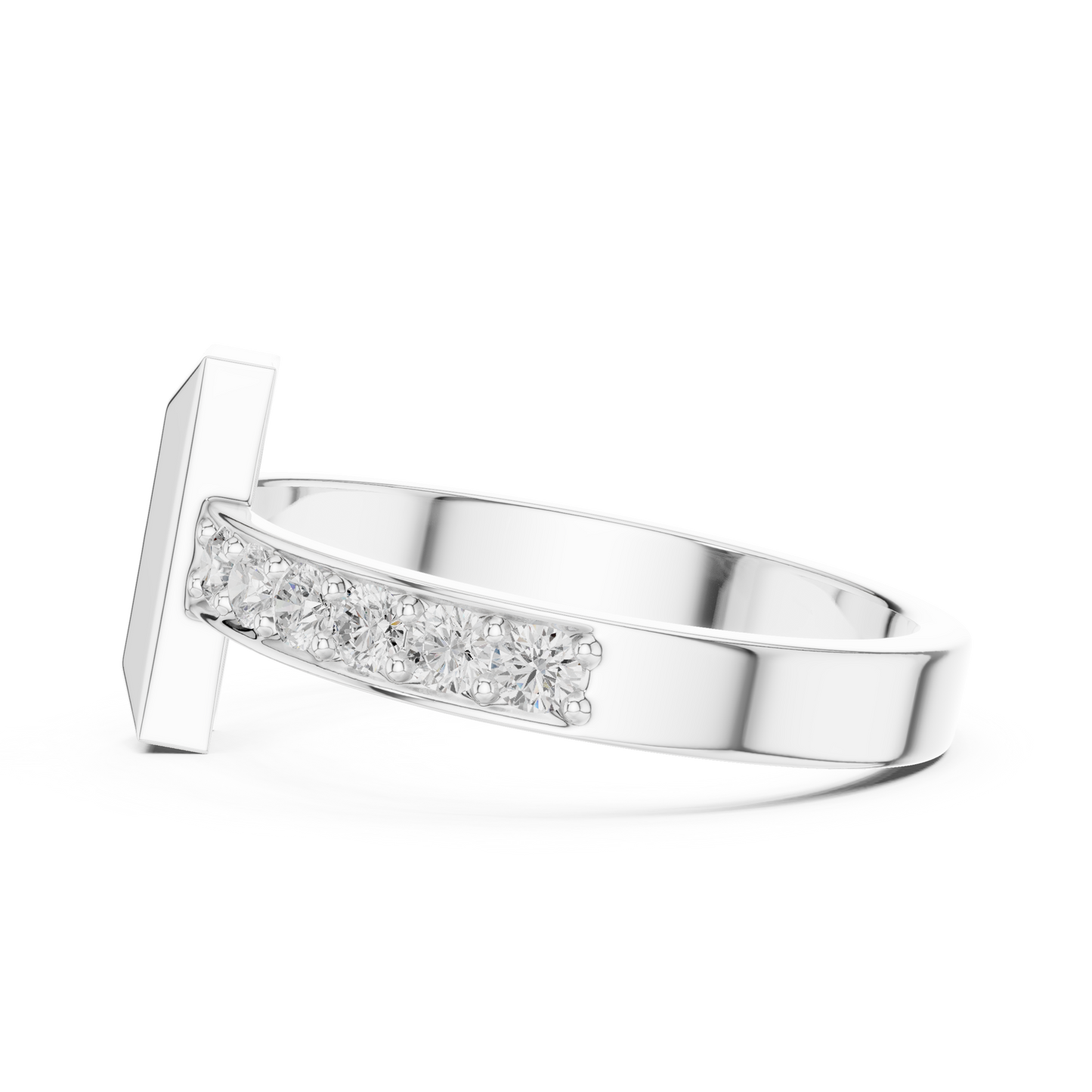 Modern T-Shape Diamond Accent Ring