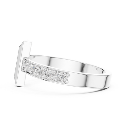 Modern T-Shape Diamond Accent Ring