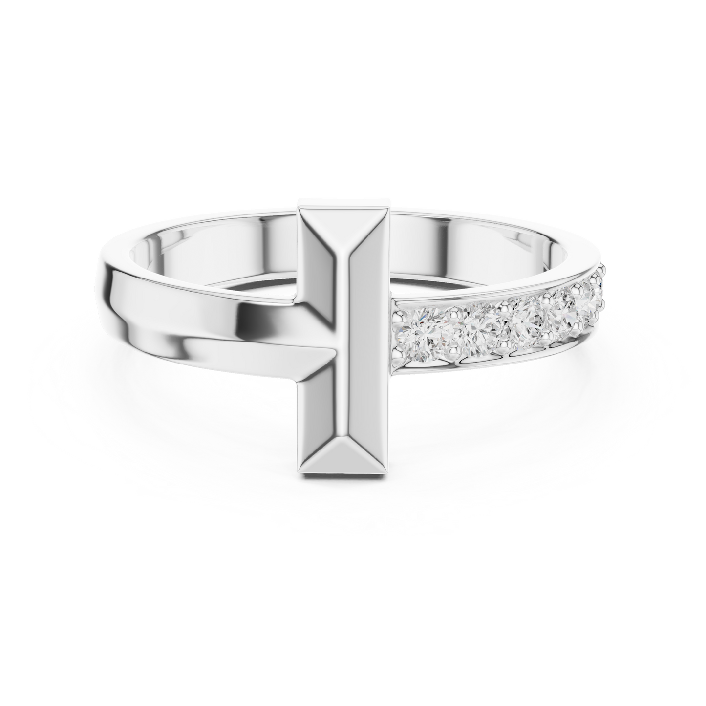 Modern T-Shape Diamond Accent Ring