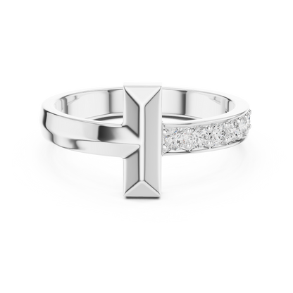 Modern T-Shape Diamond Accent Ring