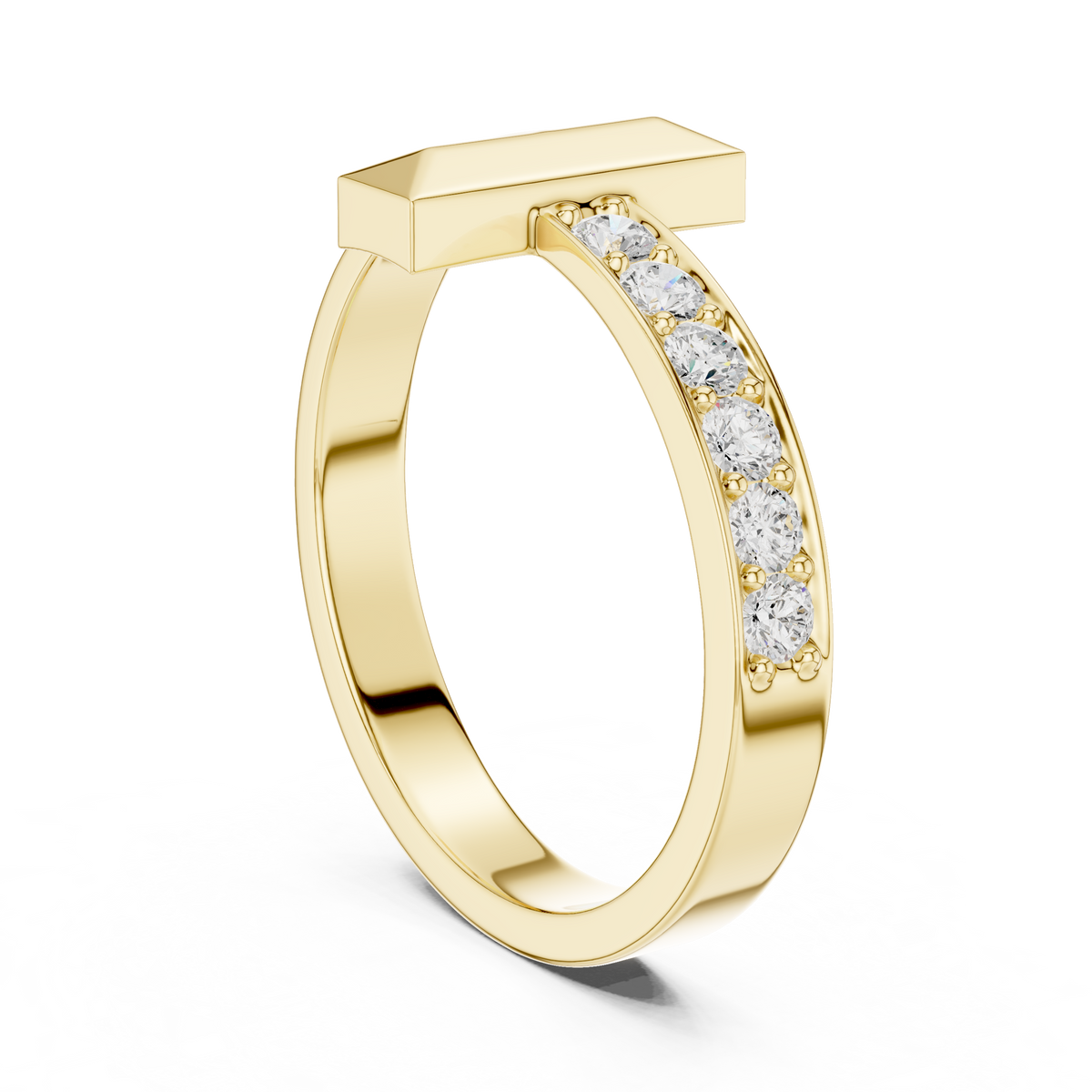 Modern T-Shape Diamond Accent Ring