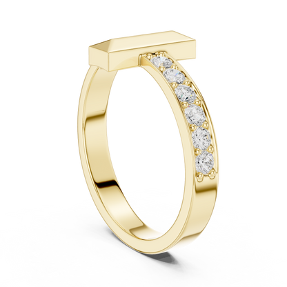 Modern T-Shape Diamond Accent Ring