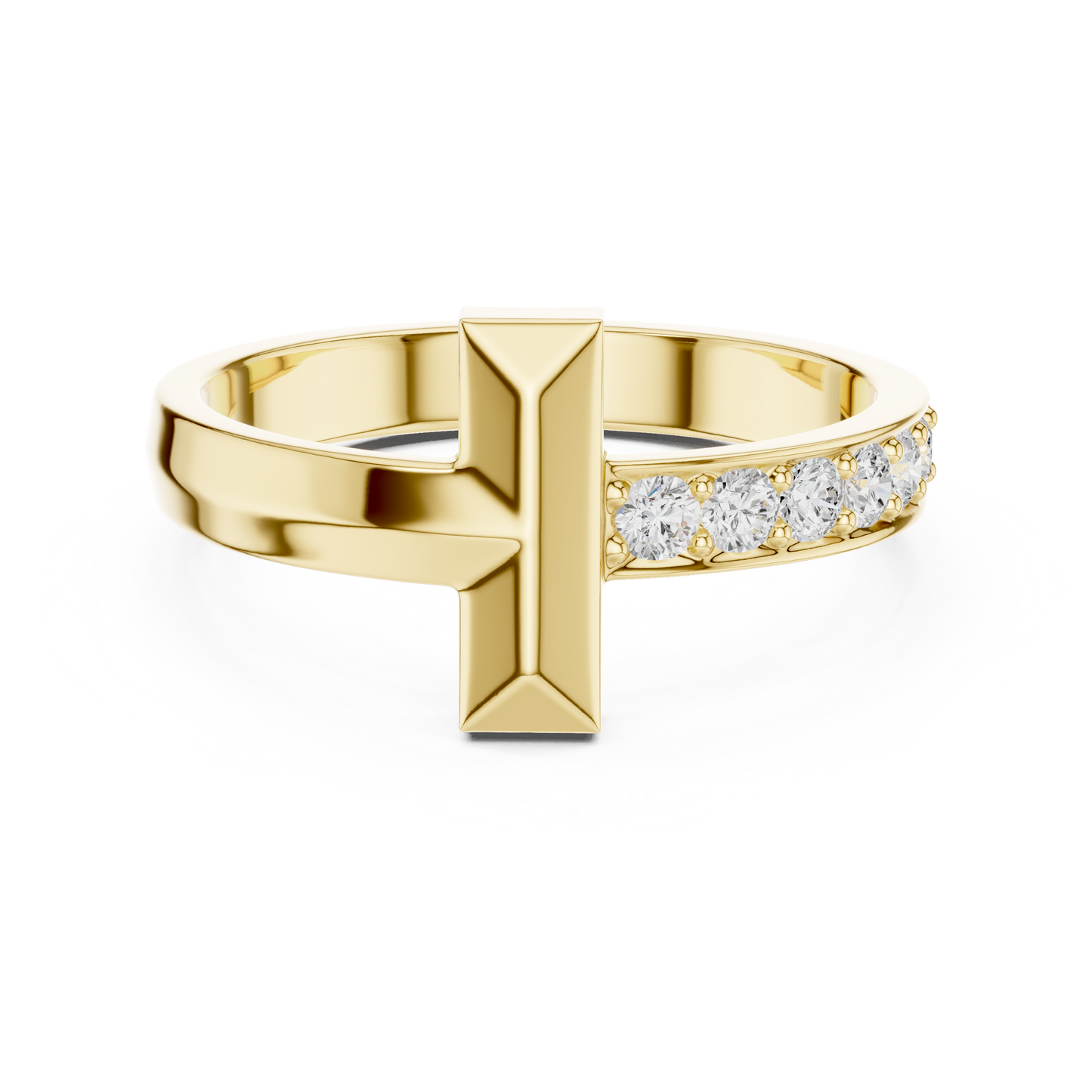 Modern T-Shape Diamond Accent Ring