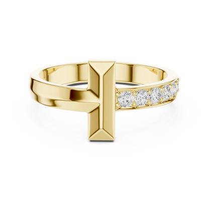 Modern T-Shape Diamond Accent Ring