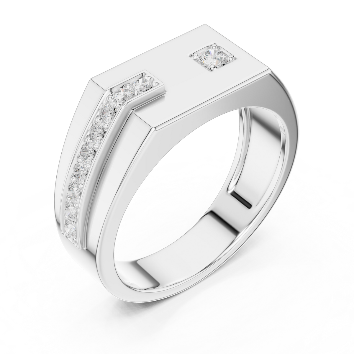 Modern Geometric Diamond Accent Ring