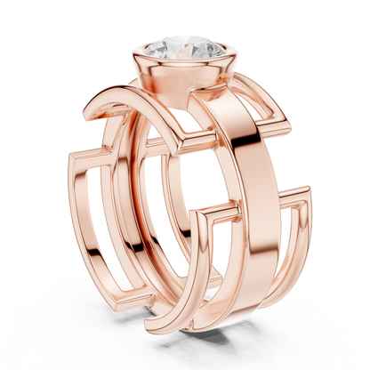 Modern Geometric Diamond Ring