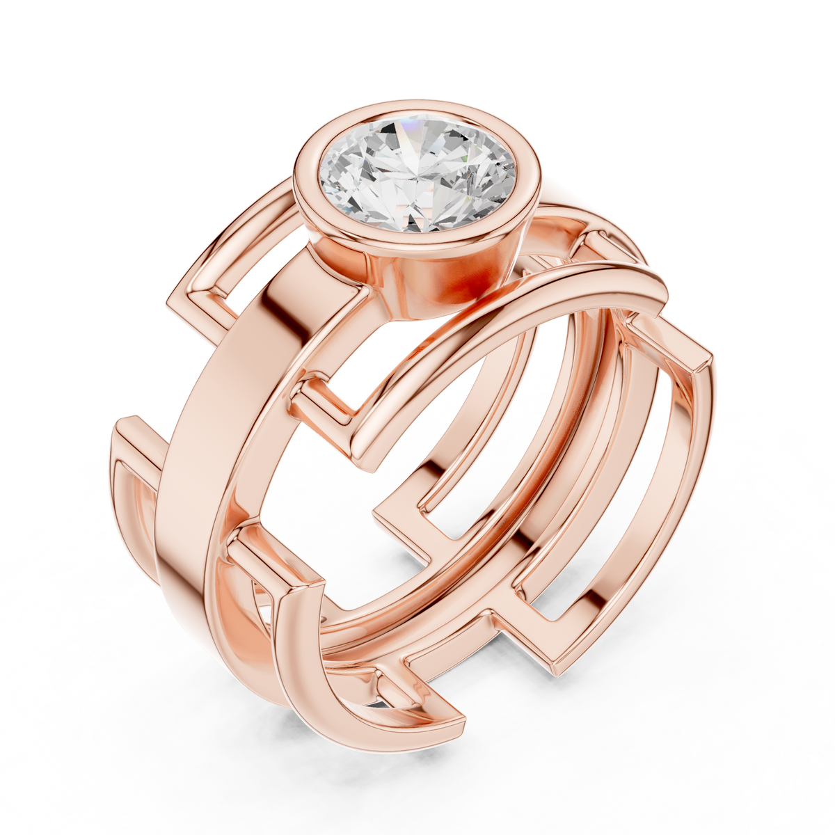Modern Geometric Diamond Ring