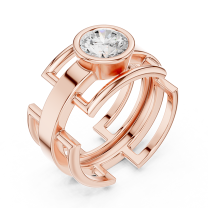 Modern Geometric Diamond Ring