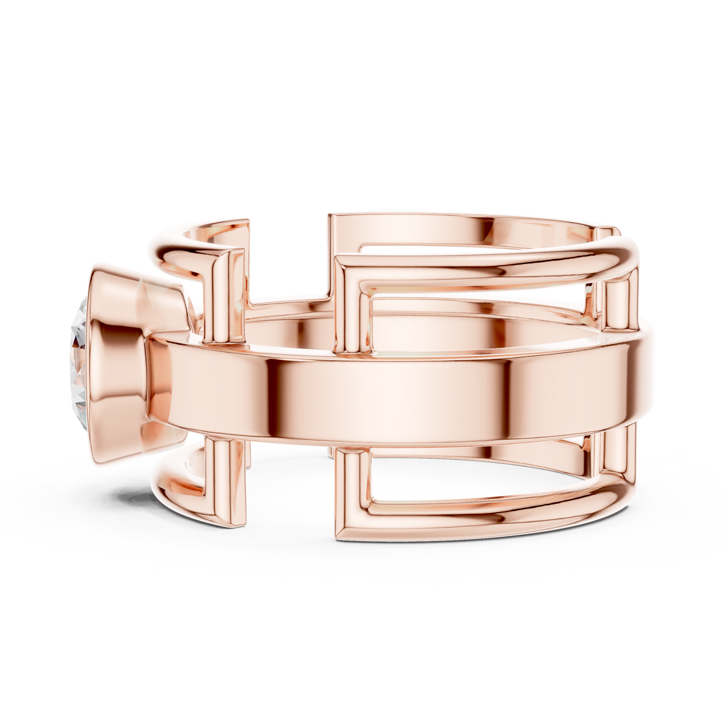 Modern Geometric Diamond Ring