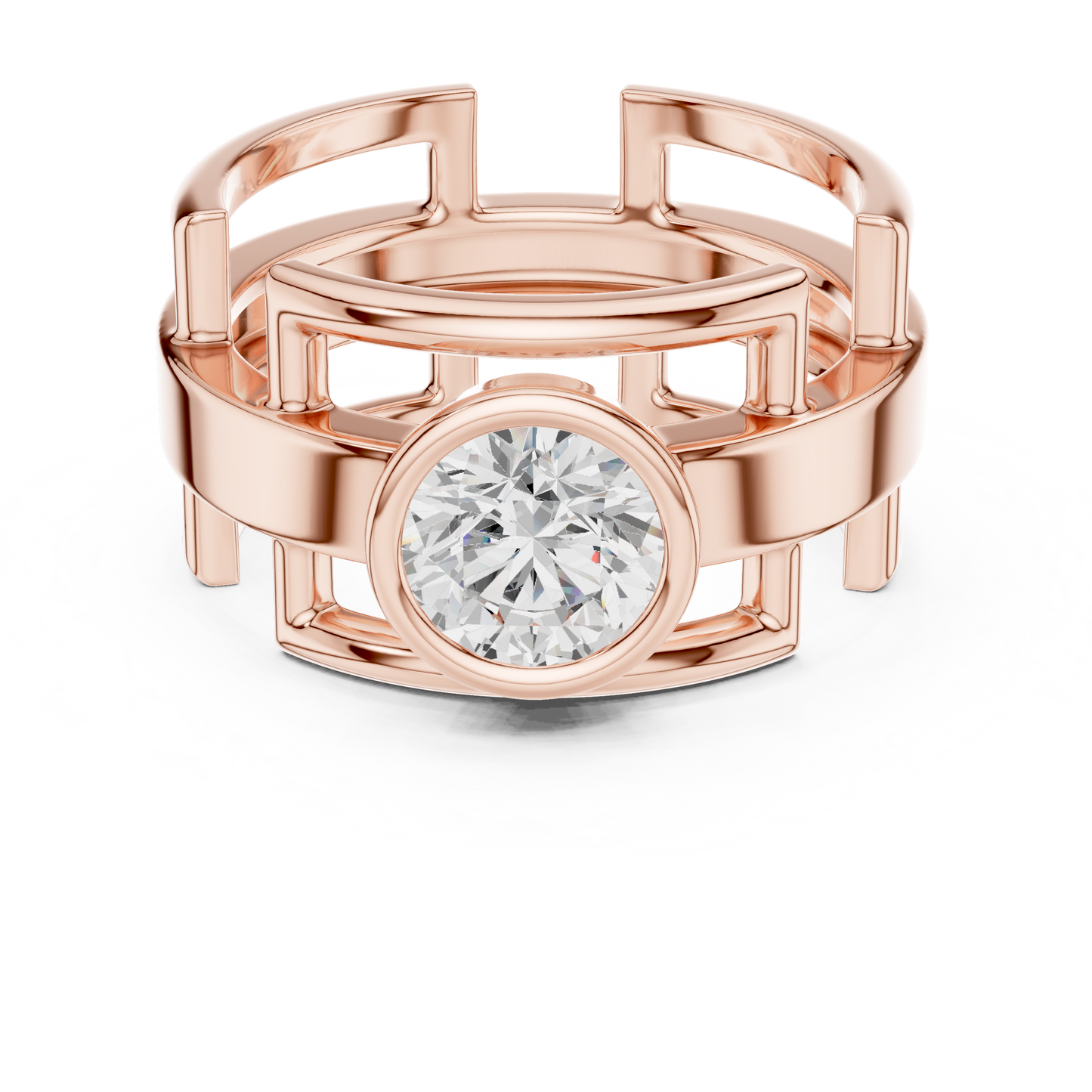 Modern Geometric Diamond Ring
